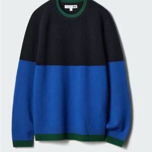 (ROGER FEDER) Uniqlo Men's Crewneck Sweater - Black and Blue